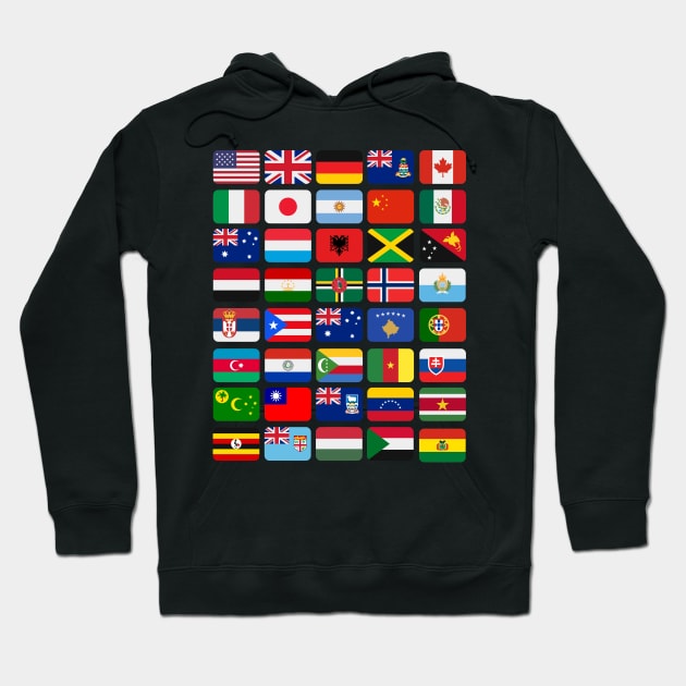 International Flags 40 World Countries Colorful Illustrations Hoodie by DetourShirts